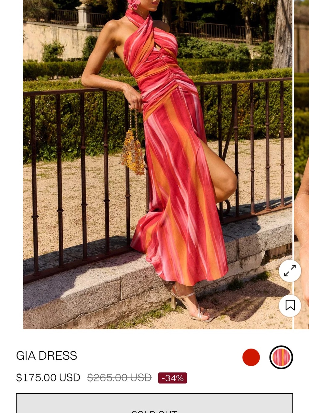 Lady Pipa S Women's Halter Maxi Dress in Coral Red and Orange